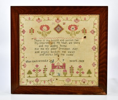 Lot 335 - A 19th century needlework sampler, by Ellen...