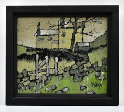 Lot 253 - BRIAN PHILLIPS; oil on panel, Welsh cottage,...