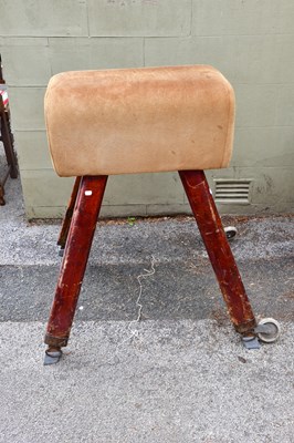 Lot 2297 - A suede topped 'buck' gymnasium apparatus,...