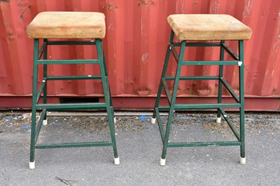 Lot 2299 - A pair of suede topped metal framed vaulting...
