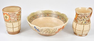 Lot 1513 - CHARLOTTE RHEAD POTTERY; a wash bowl and jug,...