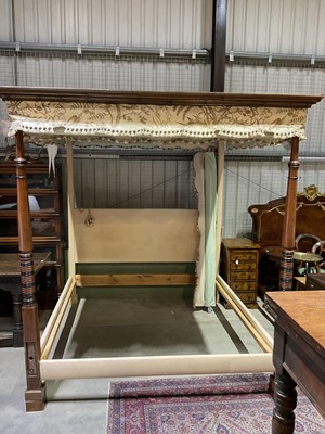Lot 383 - A contemporary mahogany and pine four poster bed.