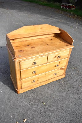 Lot 2383 - A Victorian pine washstand, with raised back...