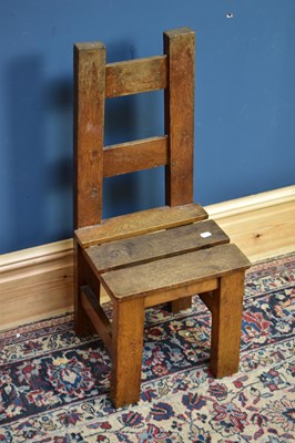 Lot 2643 - An oak child's chair with slatted seat, height...