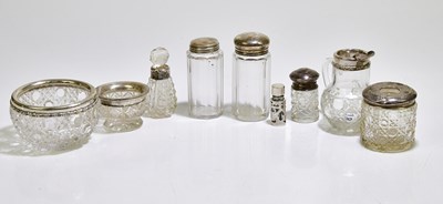Lot 2055 - A small group of silver lidded and cut glass...