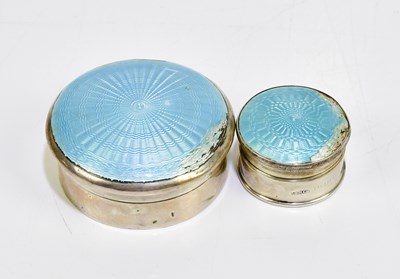 Lot 2058 - GEW & S; two George V enamel topped pill boxes,...