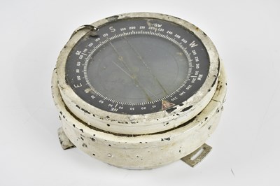 Lot 1565 - A white painted ship's compass, diameter 19cm.