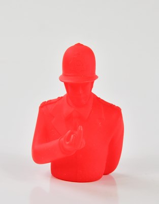 Lot 33 - AFTER BANKSY; a resin model, 'Rude Copper',...