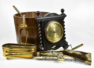 Lot 1119 - A brass bound coal bucket with liner, height...
