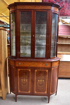 Lot 2407 - A good Edwardian inlaid mahogany bookcase, the...