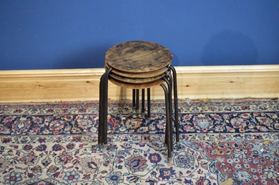 Lot 2611 - A set of four vintage stools with plywood...