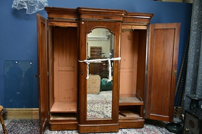 Lot 2361 - A Victorian mahogany breakfront wardrobe with...