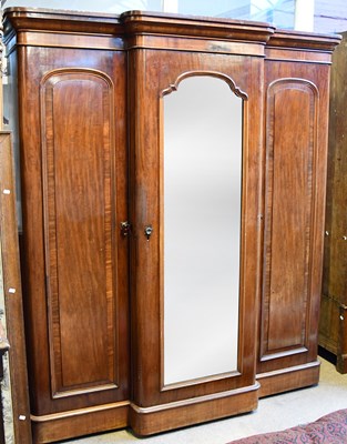 Lot 2450 - A Victorian mahogany breakfront wardrobe with...