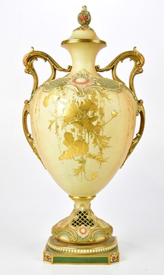 Lot 2003 - ROYAL WORCESTER; a monumental twin handled...