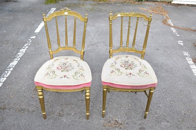 Lot 2672 - A pair of giltwood bedroom chairs with...