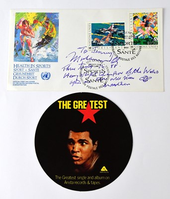 Lot 380 - MUHAMMED ALI; a first day cover signed and...