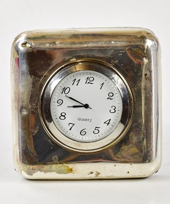 Lot 2034 - A sterling silver quartz movement mantel clock,...
