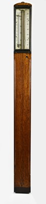 Lot 2248 - J. DAVIS & SON, DERBY; an oak stick barometer,...