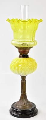 Lot 1194 - A Victorian oil lamp, the vaseline and clear...