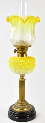 Lot 1196 - A Victorian oil lamp, the vaseline and clear...