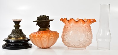 Lot 1199 - A Victorian oil lamp in need of restoration,...