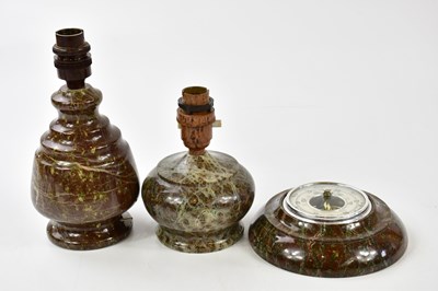 Lot 1028 - CORNISH SERPENTINE; three pieces to include...