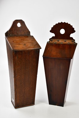 Lot 1007 - An 18th century oak candlebox, height 49cm,...