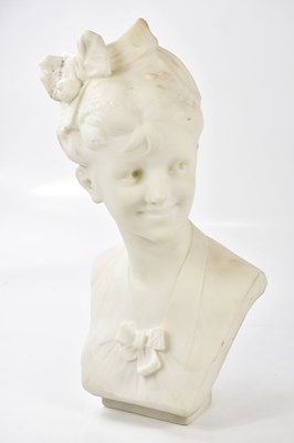 Lot 1147 - A 19th century carved marble bust of a girl...
