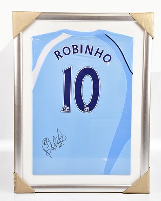 Lot 1295 - ROBINHO; an autographed replica Manchester...
