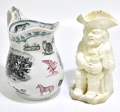 Lot 1495 - A Victorian transfer printed jug of ovoid form,...