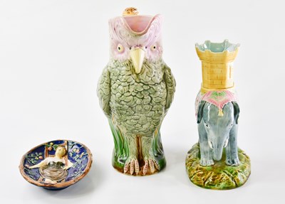 Lot 1467 - A 19th century majolica jug modelled as a...