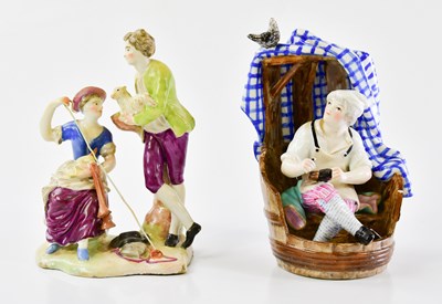 Lot 1432 - A 19th century tin glazed earthenware figure...