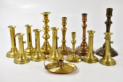 Lot 1122 - A collection of Georgian and later brass...