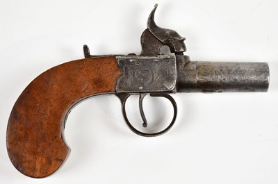 Lot 615 - A 19th century cushion cap muff pistol with...