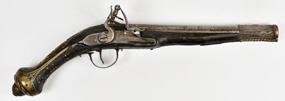 Lot 596 - A 19th century Turkish pistol with white metal...