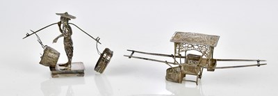 Lot 2580 - A Chinese white metal wedding carriage,...