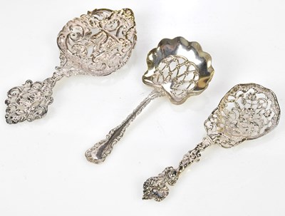 Lot 2617 - Three white metal pierced foliate decorated...