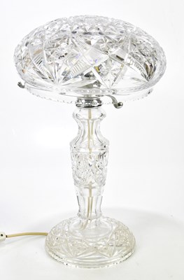 Lot 1598 - A large cut glass mushroom lamp, height 46cm.