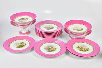 Lot 2060 - A 19th century fifteen piece dessert service,...