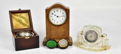 Lot 2303 - W. GREENWOOD; a walnut cased mantel clock, a...