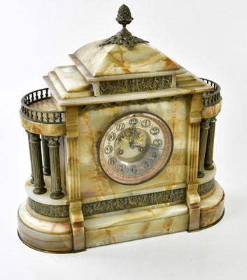 Lot 6406 - A Victorian marble mantel clock with applied...