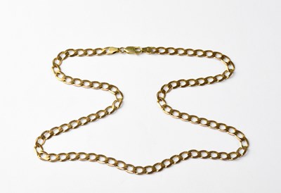 Lot 963 - A 9ct gold flat curb necklace