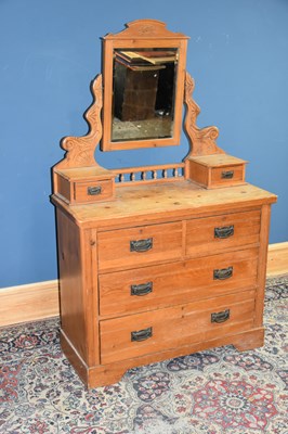 Lot 6528 - A Victorian pine mirror back dressing table...