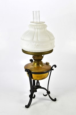 Lot 1587A - A late 19th/early 20th century oil lamp with...