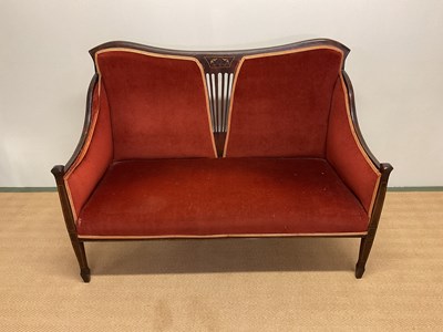 Lot 431 - An Edwardian stained beech and inlaid...