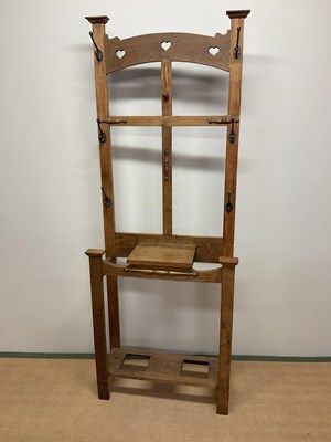 Lot 422 - An oak Arts and Crafts hall stand, width 78cm.