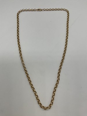 Lot 1175 - A 9ct yellow gold hoop link chain, length...