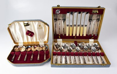 Lot 721 - VINERS LTD; two cased sets of plated flatware,...