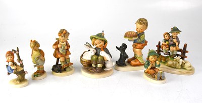 Lot 565 - GOEBEL; seven various figure groups of young...
