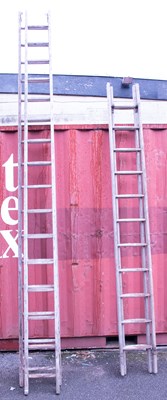 Lot 2309 - A large pair of wooden extending step ladders...